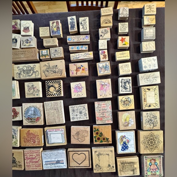 Vintage Rubber pads craft ink stamp collection STAMPER lot 89 piece scrapbooking